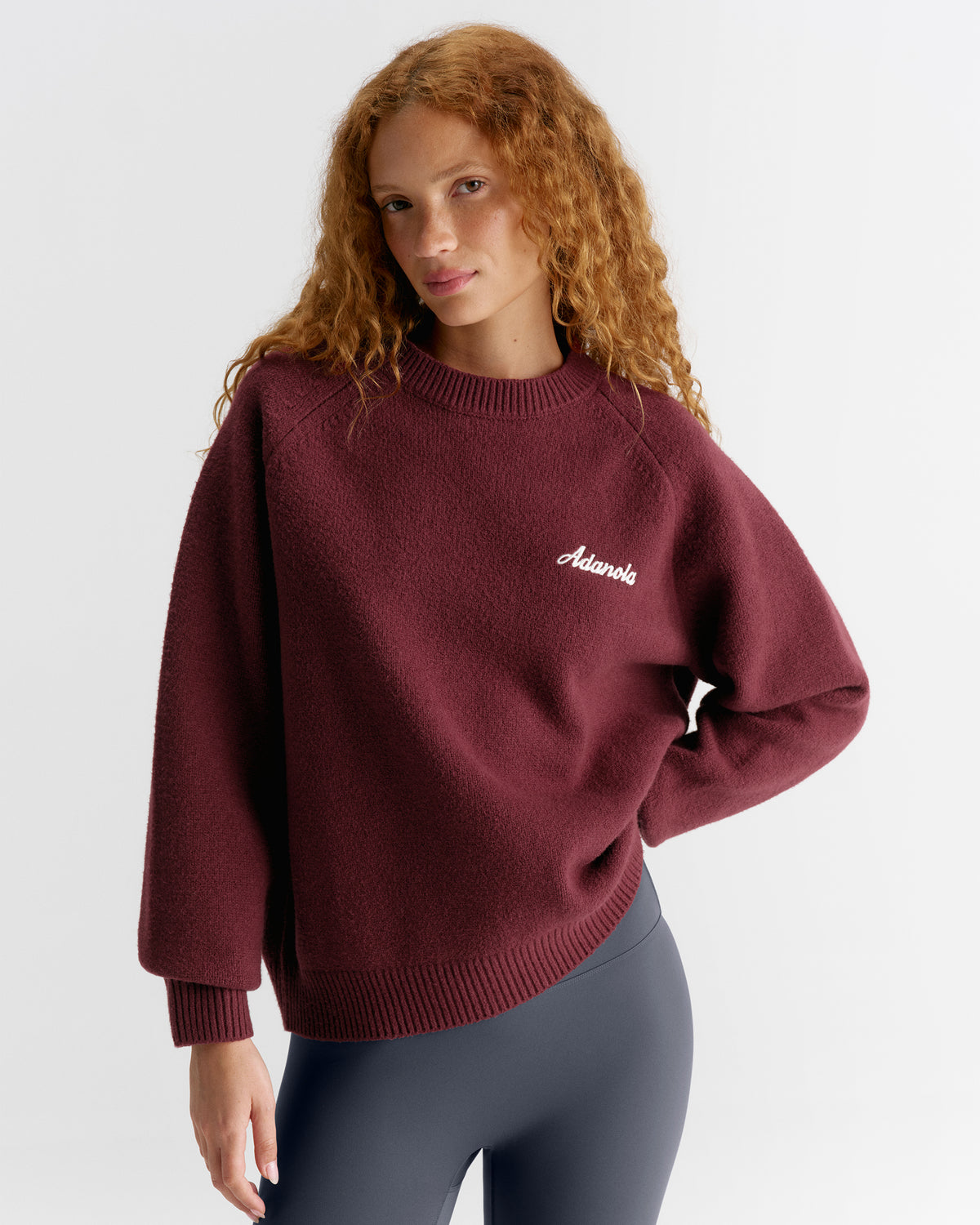 Oversized Knit Sweatshirt - Damson