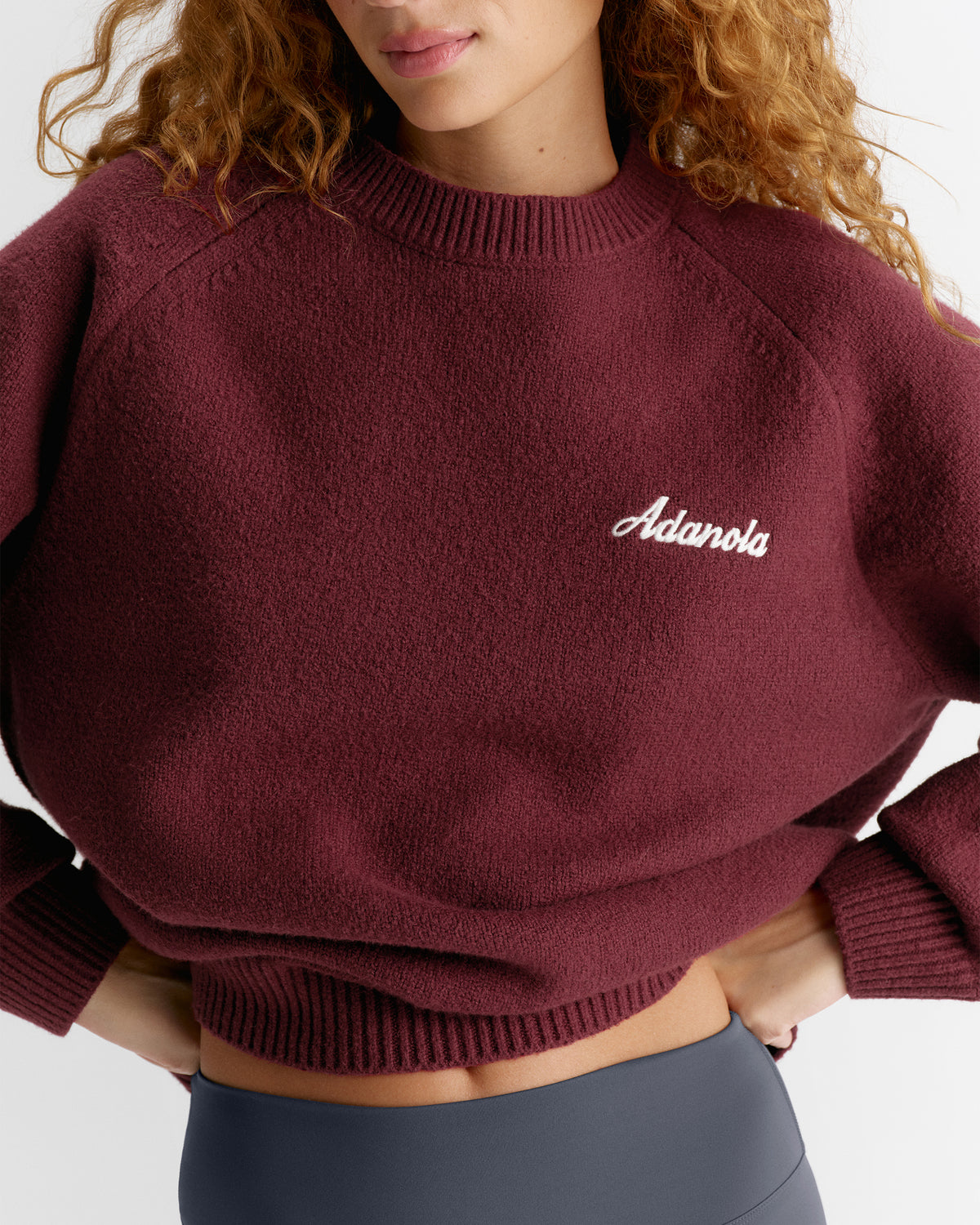 Oversized Knit Sweatshirt - Damson