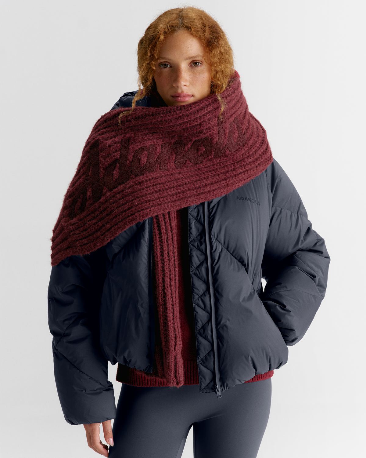 Chunky Boucle Scarf - Damson
