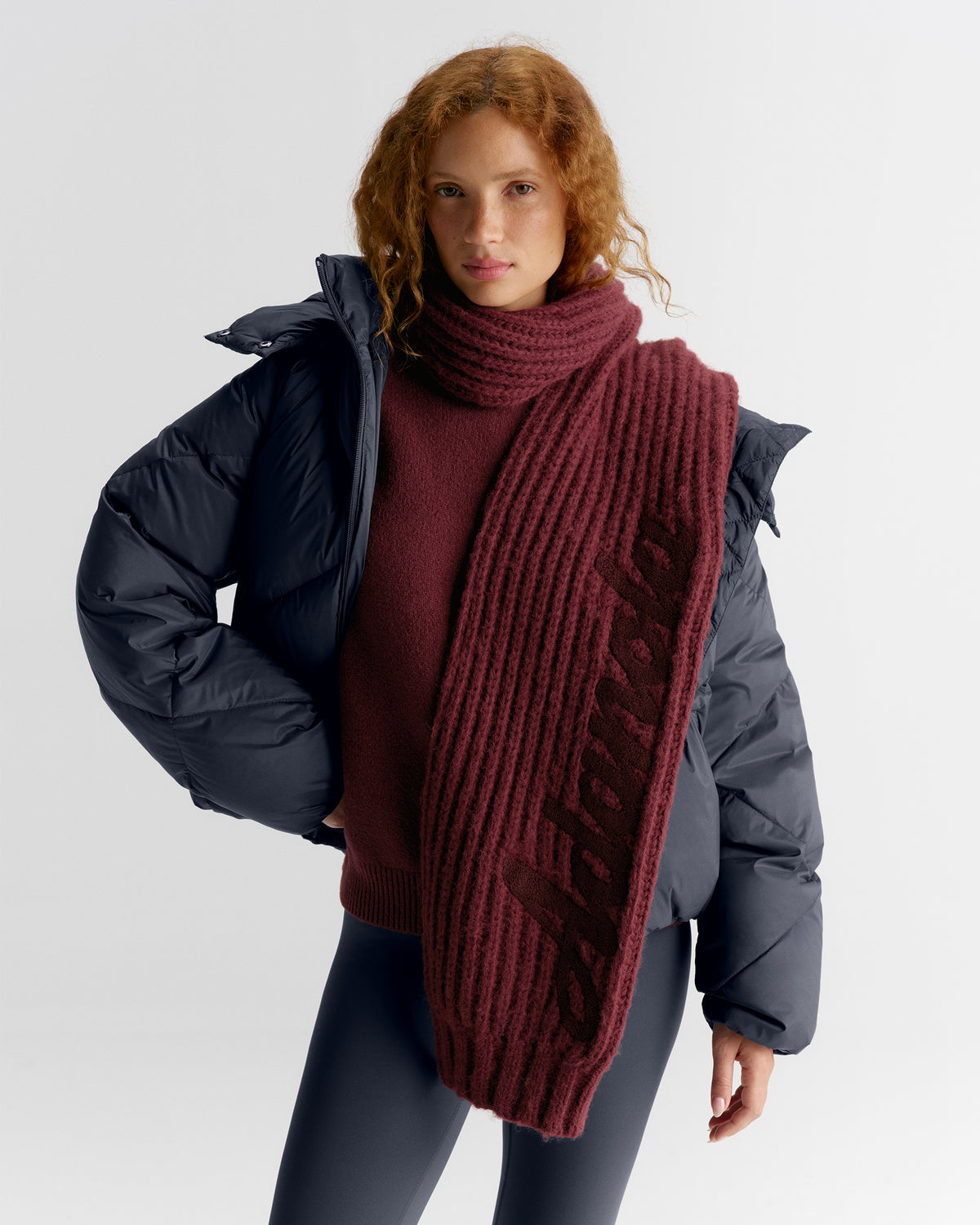 Chunky Boucle Scarf - Damson