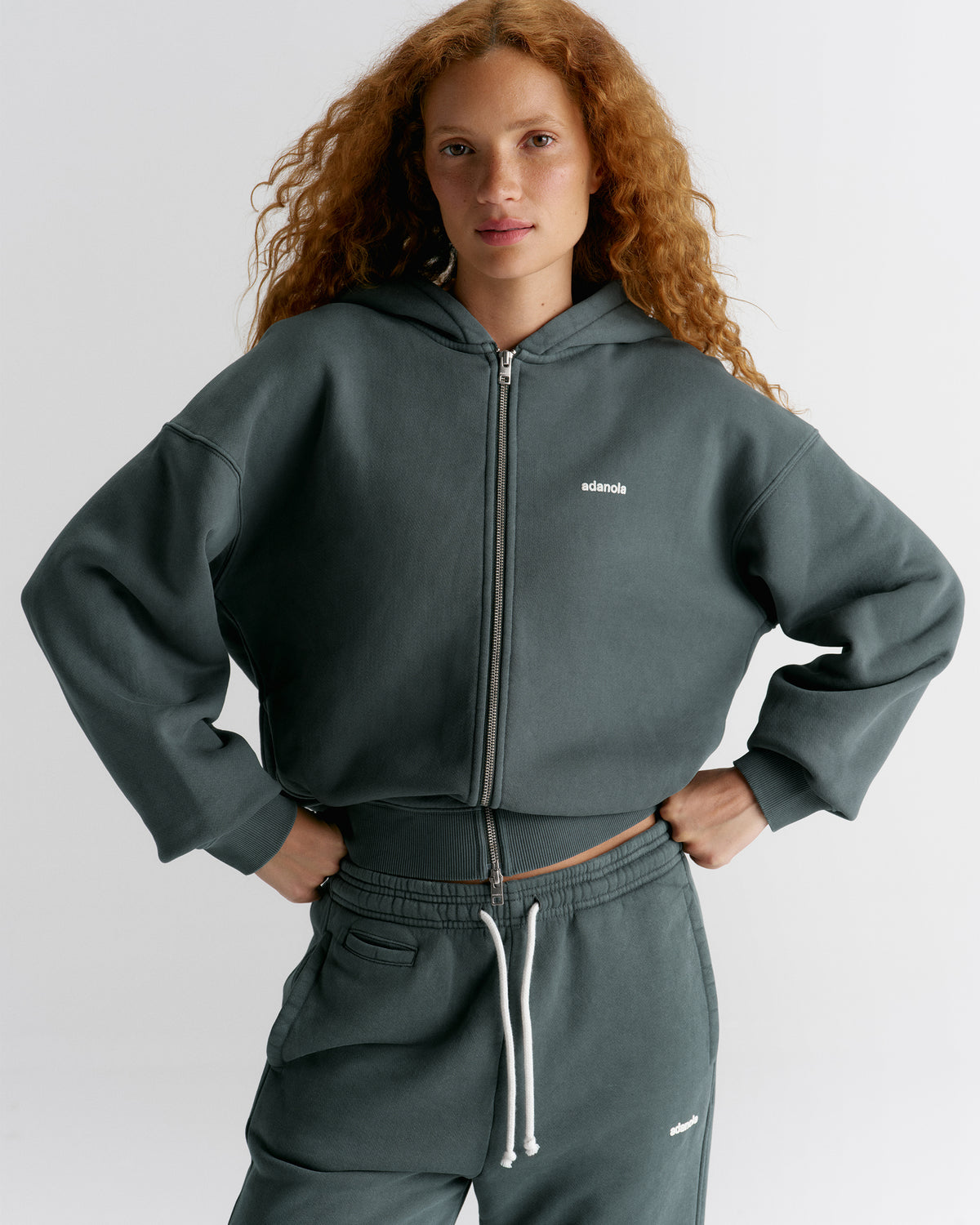 Vintage Relaxed Zip Through Hoodie - Sea Green