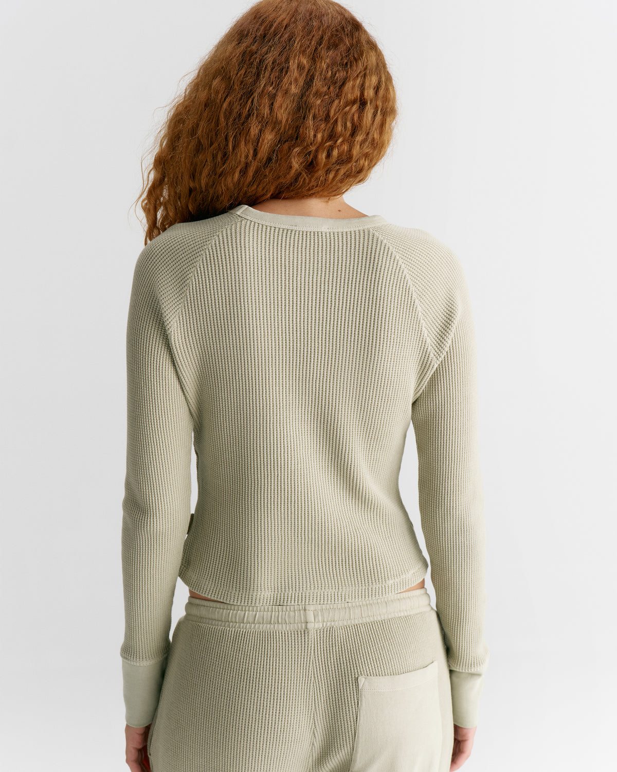Waffle Raglan Long Sleeve Top - Washed Stone