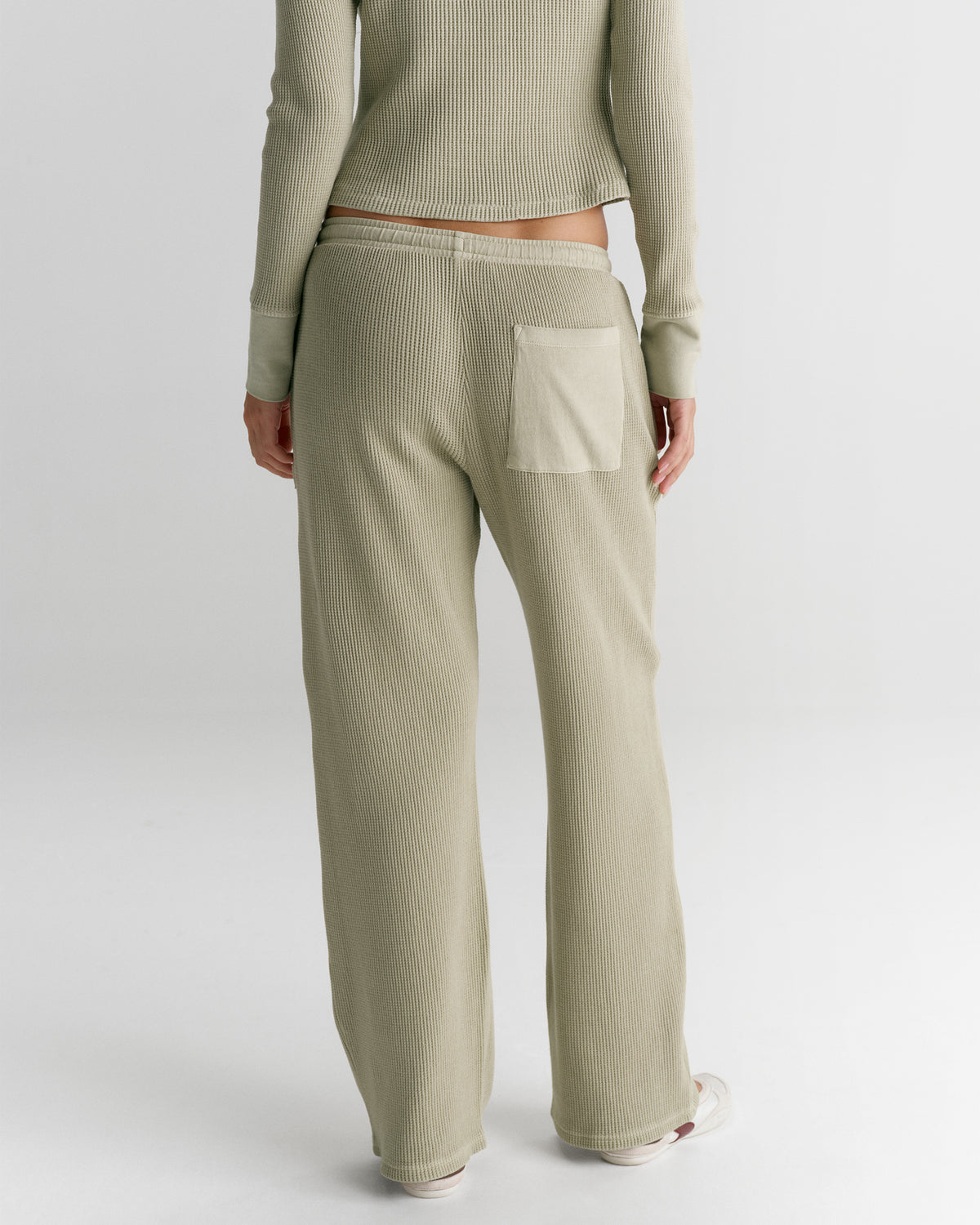 Waffle Straight Leg Trousers - Washed Stone