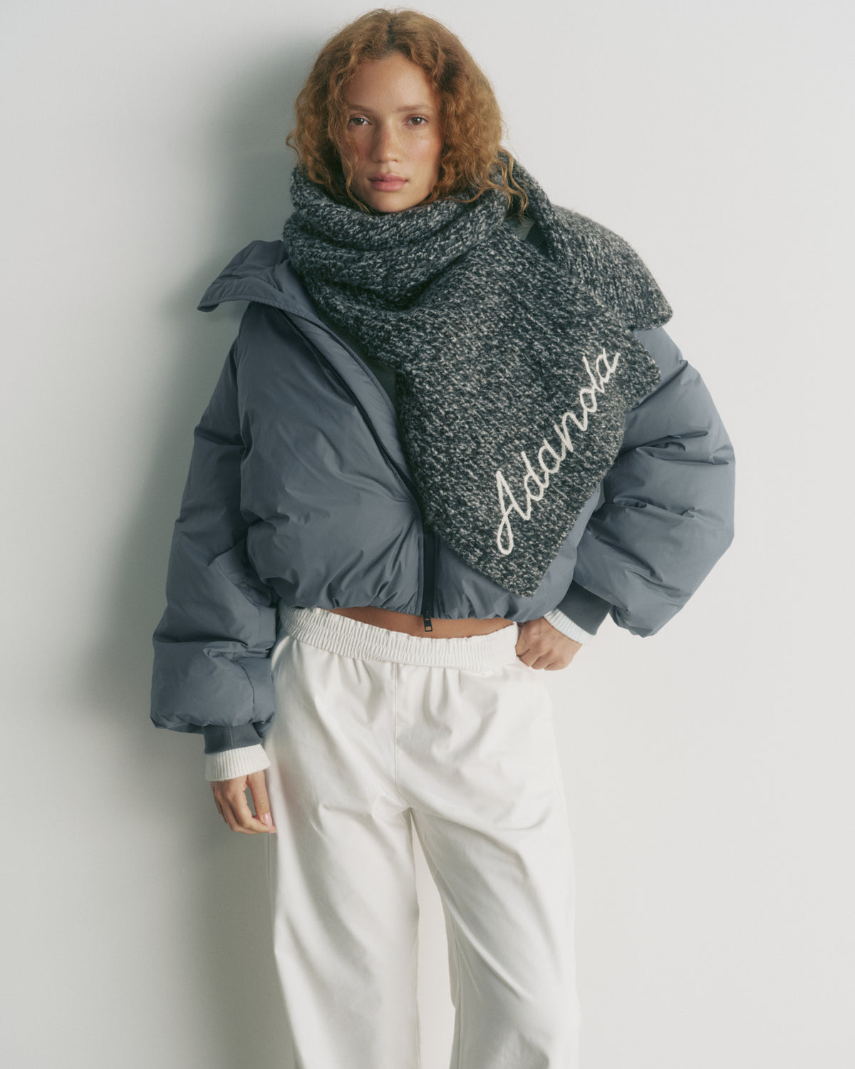 Funnel Neck Balloon Sleeve Down Puffer Jacket - Storm Blue