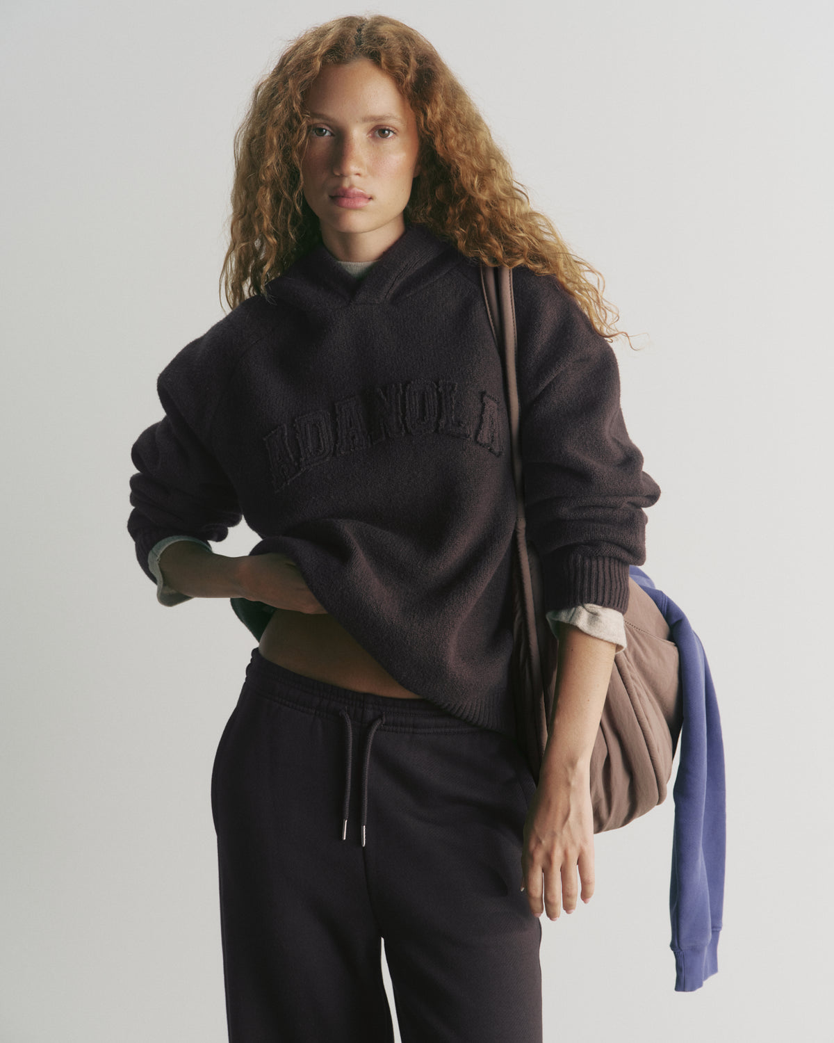 Oversized Knit Hoodie - Coffee Bean