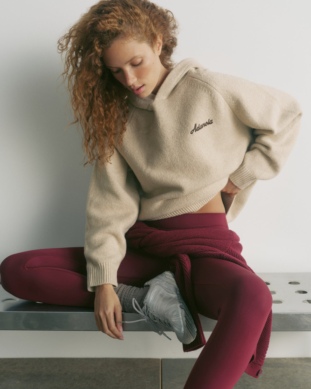 Oversized Knit Hoodie - Oatmeal