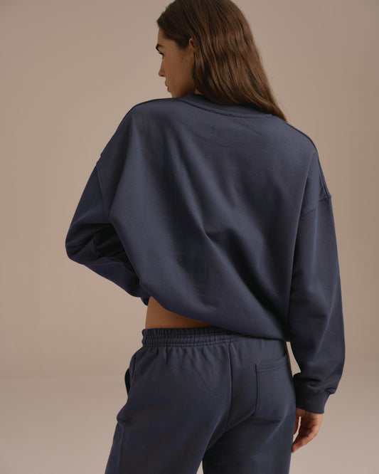 Varsity Oversized Sweatshirt - Midnight Blue