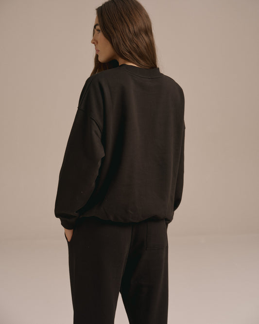 Varsity Oversized Sweatshirt - Black