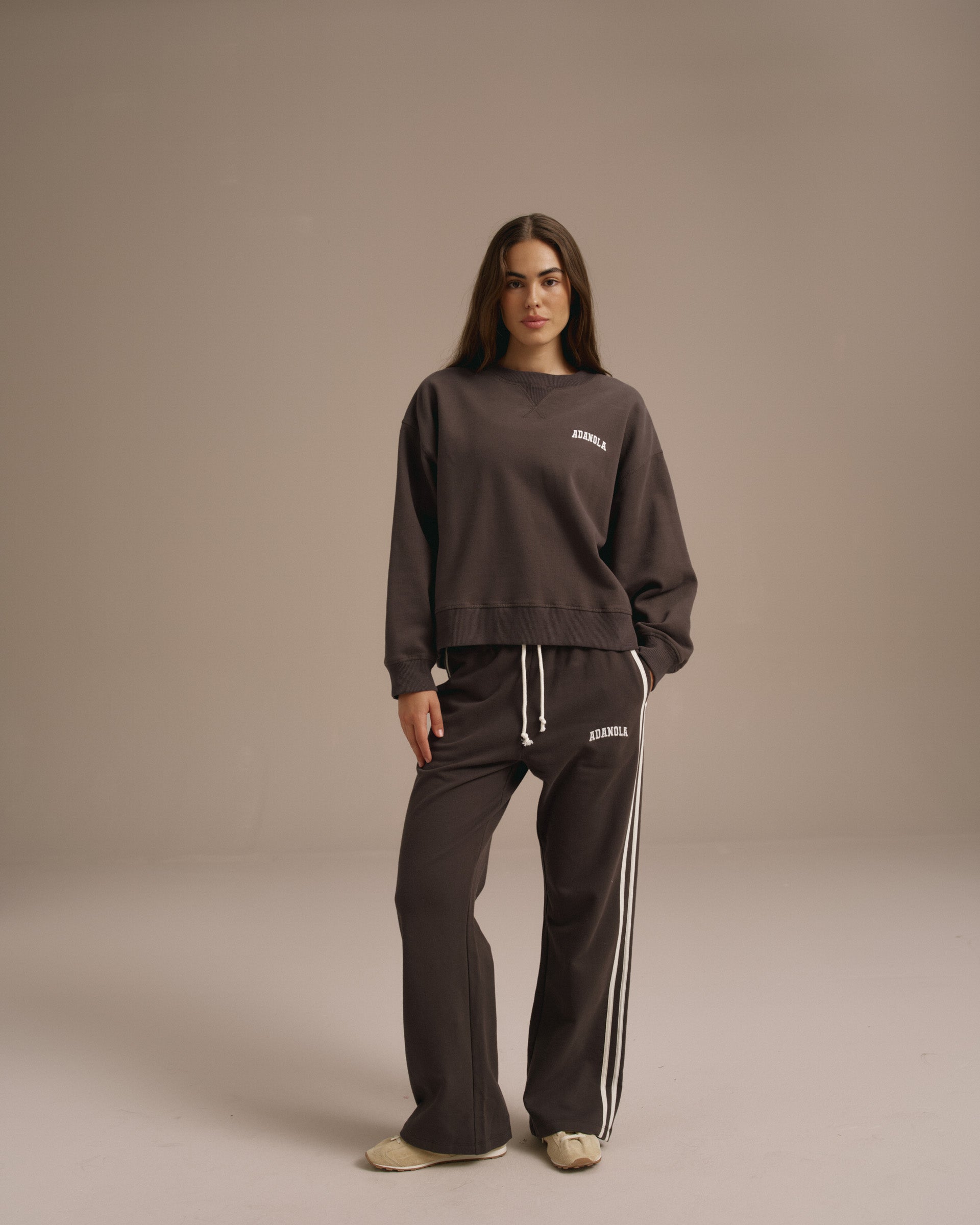 Varsity Loose Fit Sweatshirt - Washed Coffee Bean/Marshmallow White