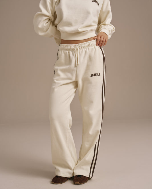 Varsity Loose Fit Sweatpants - Marshmallow White/Coffee Bean