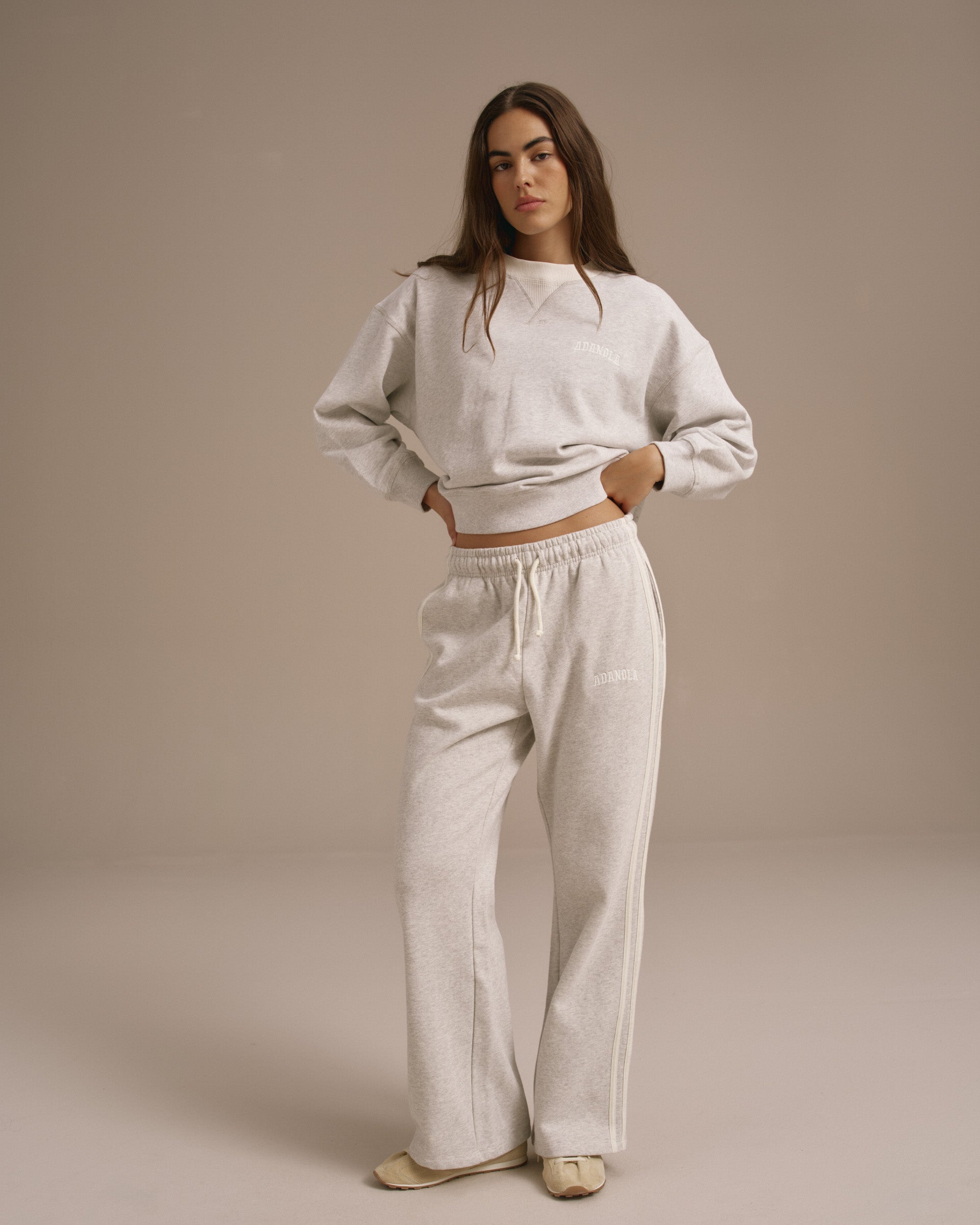 Varsity Loose Fit Sweatpants - Light Grey Melange/Marshmallow White