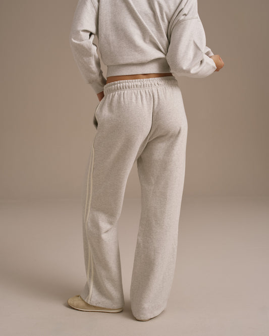 Varsity Loose Fit Sweatpants - Light Grey Melange/Marshmallow White
