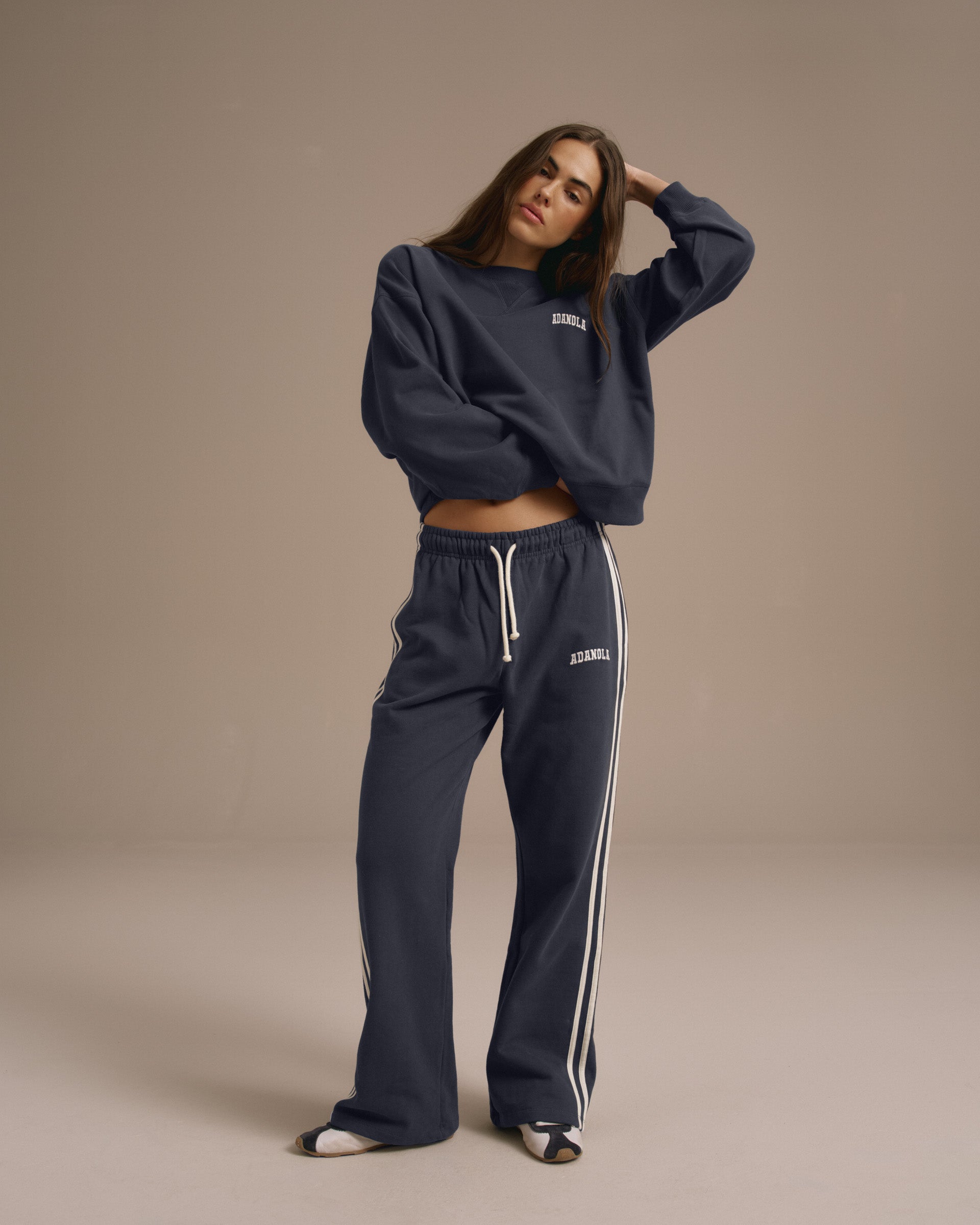 Varsity Loose Fit Sweatpants - Midnight Blue/Marshmallow White