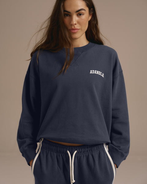 Varsity Loose Fit Sweatshirt - Midnight Blue/Marshmallow White