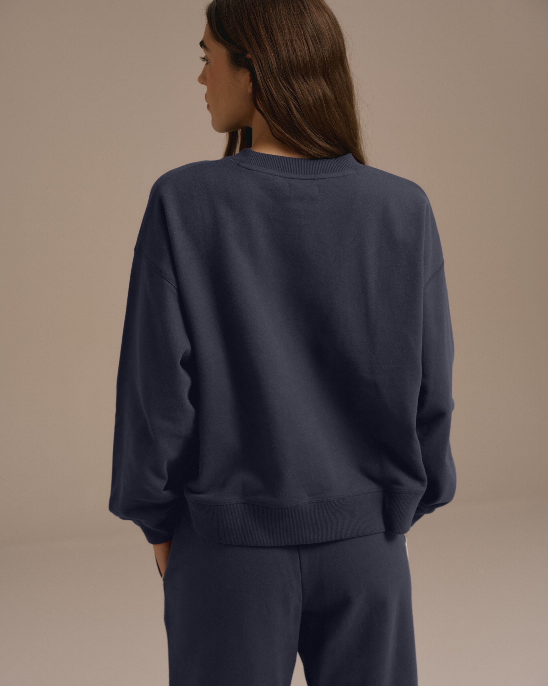 Varsity Loose Fit Sweatshirt - Midnight Blue/Marshmallow White