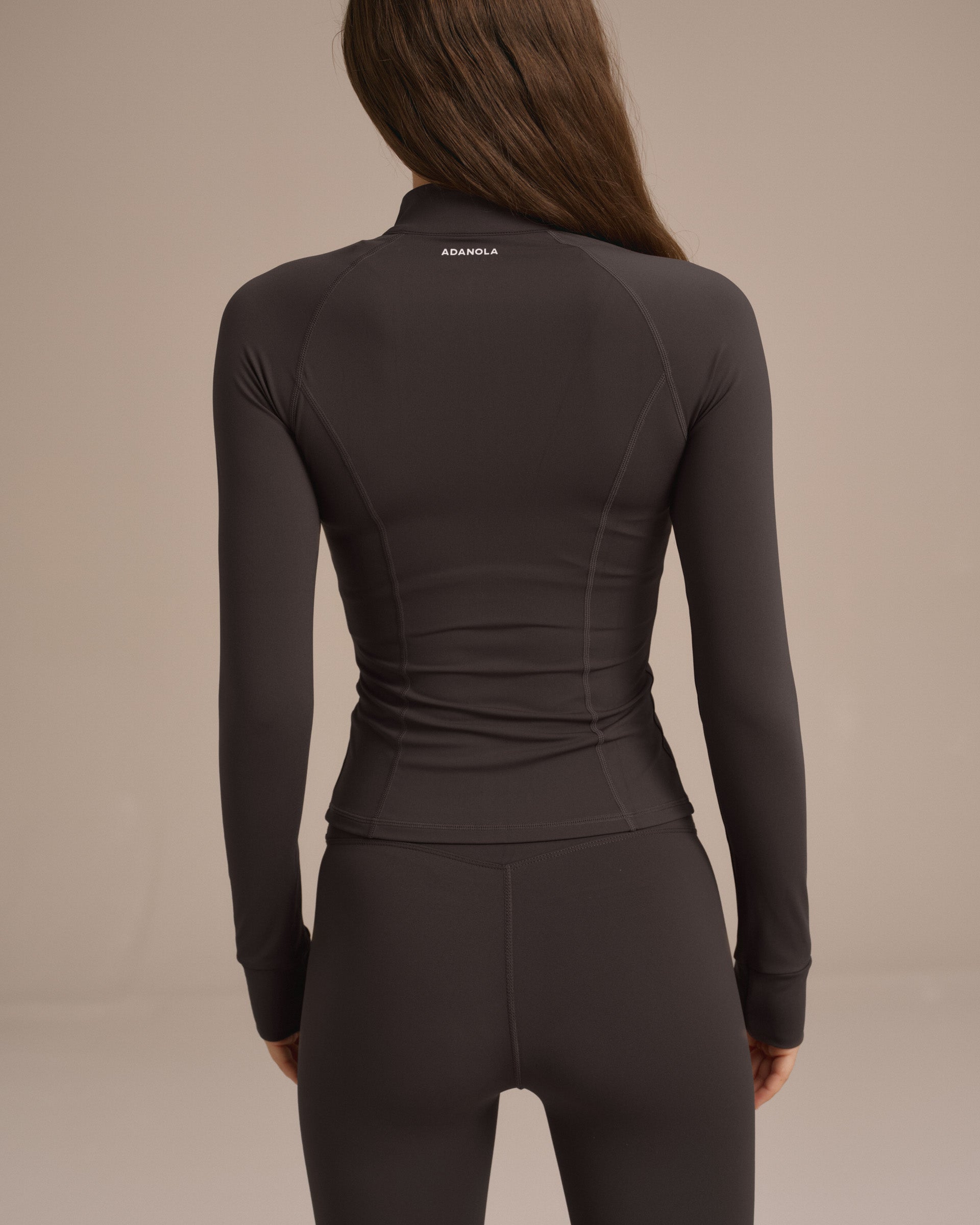 Ultimate Long Sleeve Zip Up Top - Coffee Bean