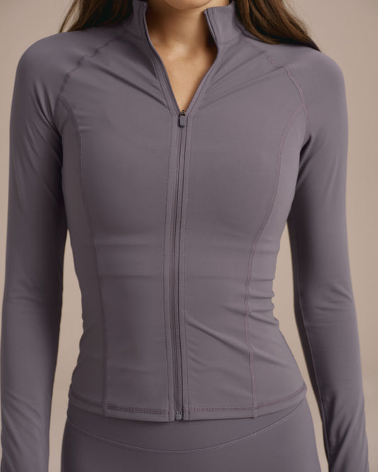 Ultimate Long Sleeve Zip Up Top - Dark Grey
