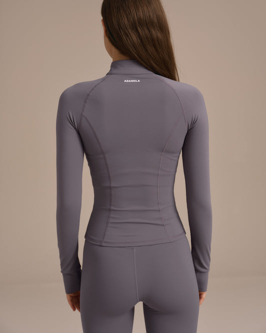 Ultimate Long Sleeve Zip Up Top - Dark Grey