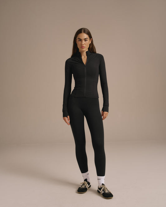 Ultimate Long Sleeve Zip Up Top - Black