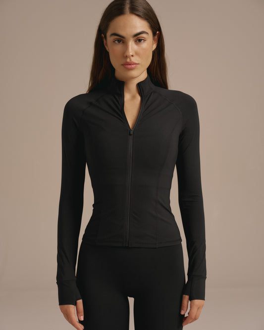 Ultimate Long Sleeve Zip Up Top - Black