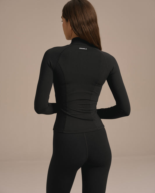 Ultimate Long Sleeve Zip Up Top - Black
