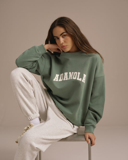 Varsity Oversized Sweatshirt - Eden Green/Marshmallow White