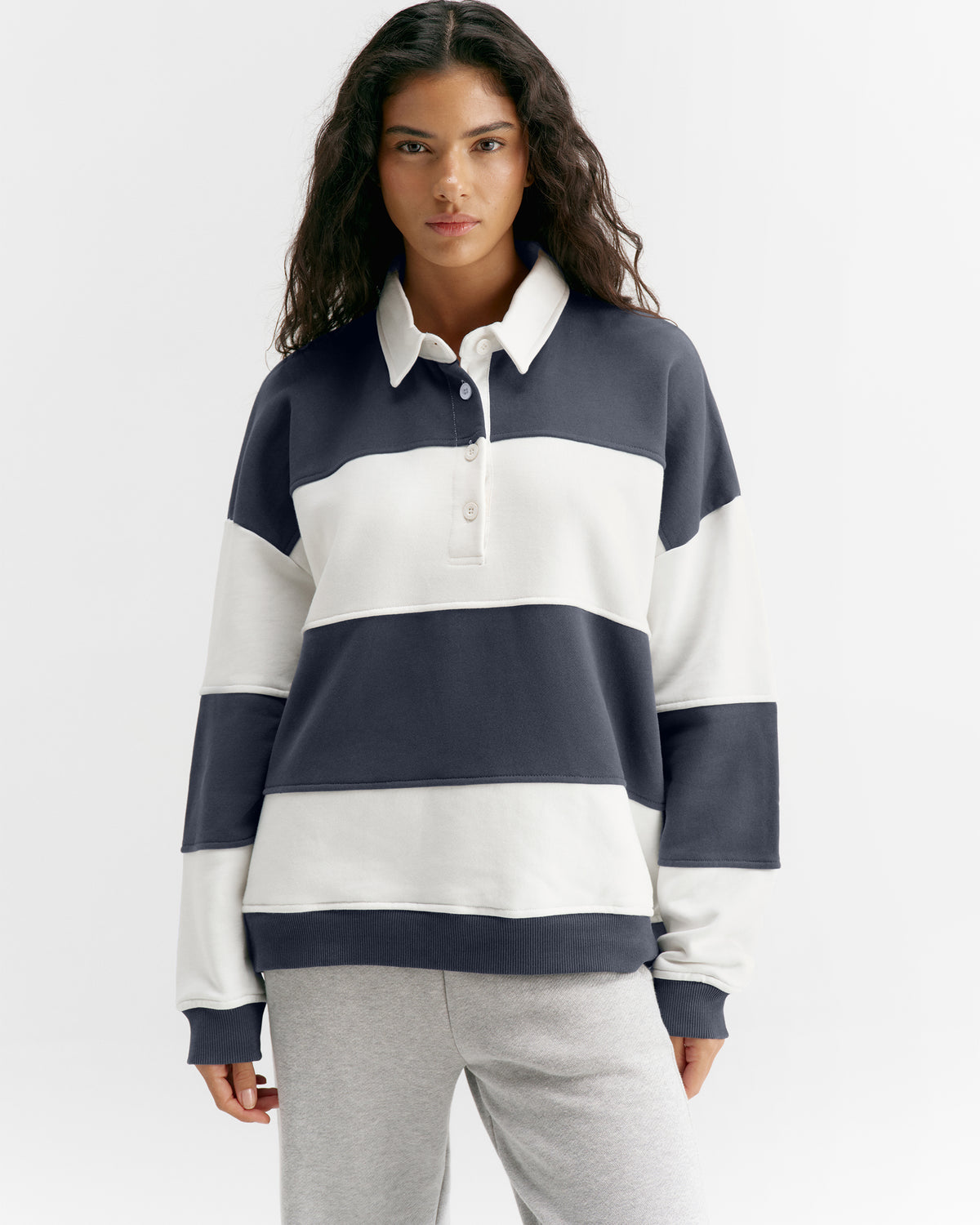 Oversized Henley Sweatshirt Midnight