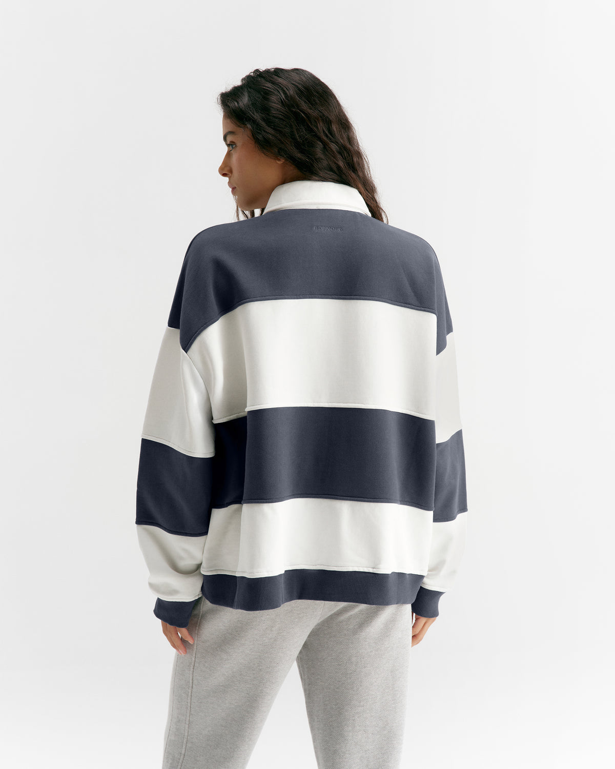 Oversized Henley Sweatshirt - Midnight Blue