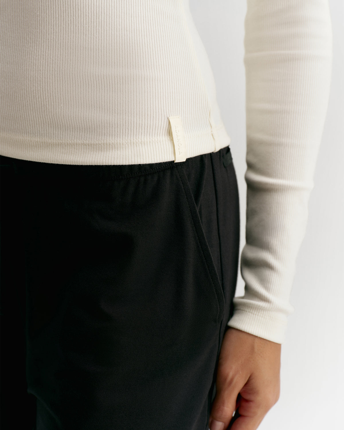 Modal Soft Rib Scoop Neck Long Sleeve Top - Marshmallow White