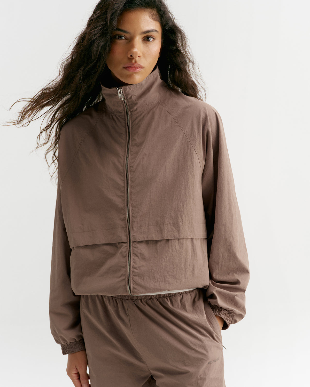 Raglan Storm Flap Track Jacket - Mink Brown