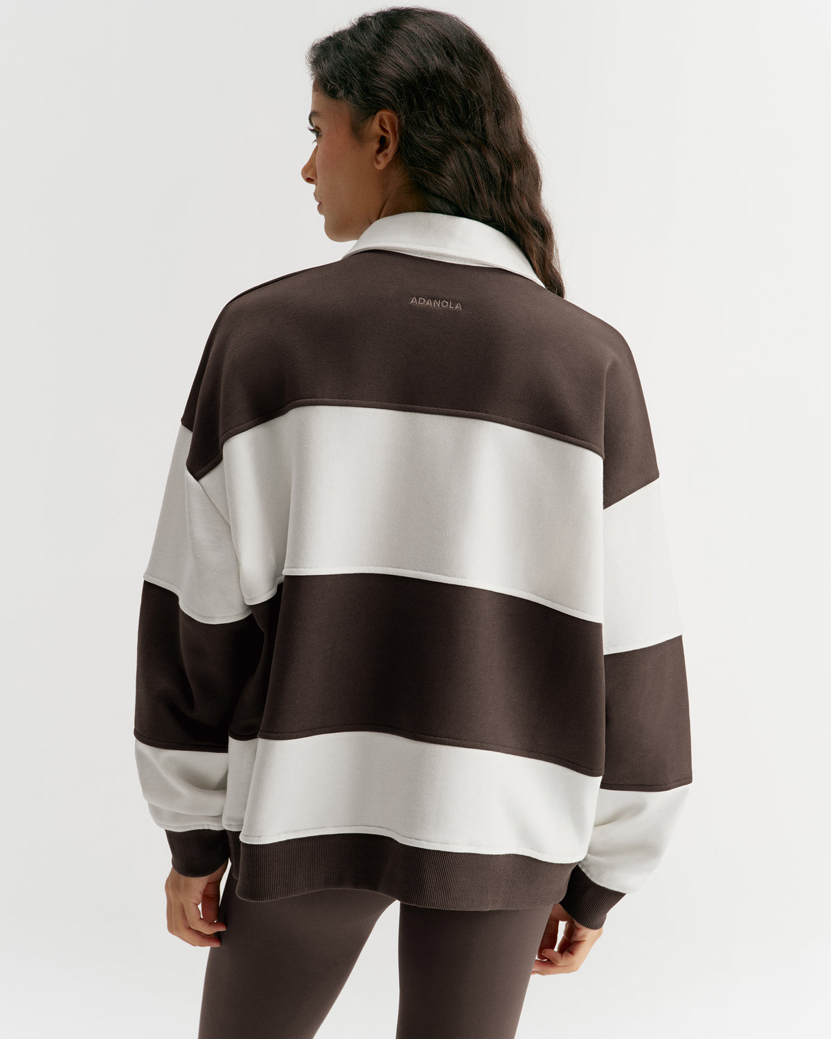 Oversized Henley Sweatshirt - Coffee Bean
