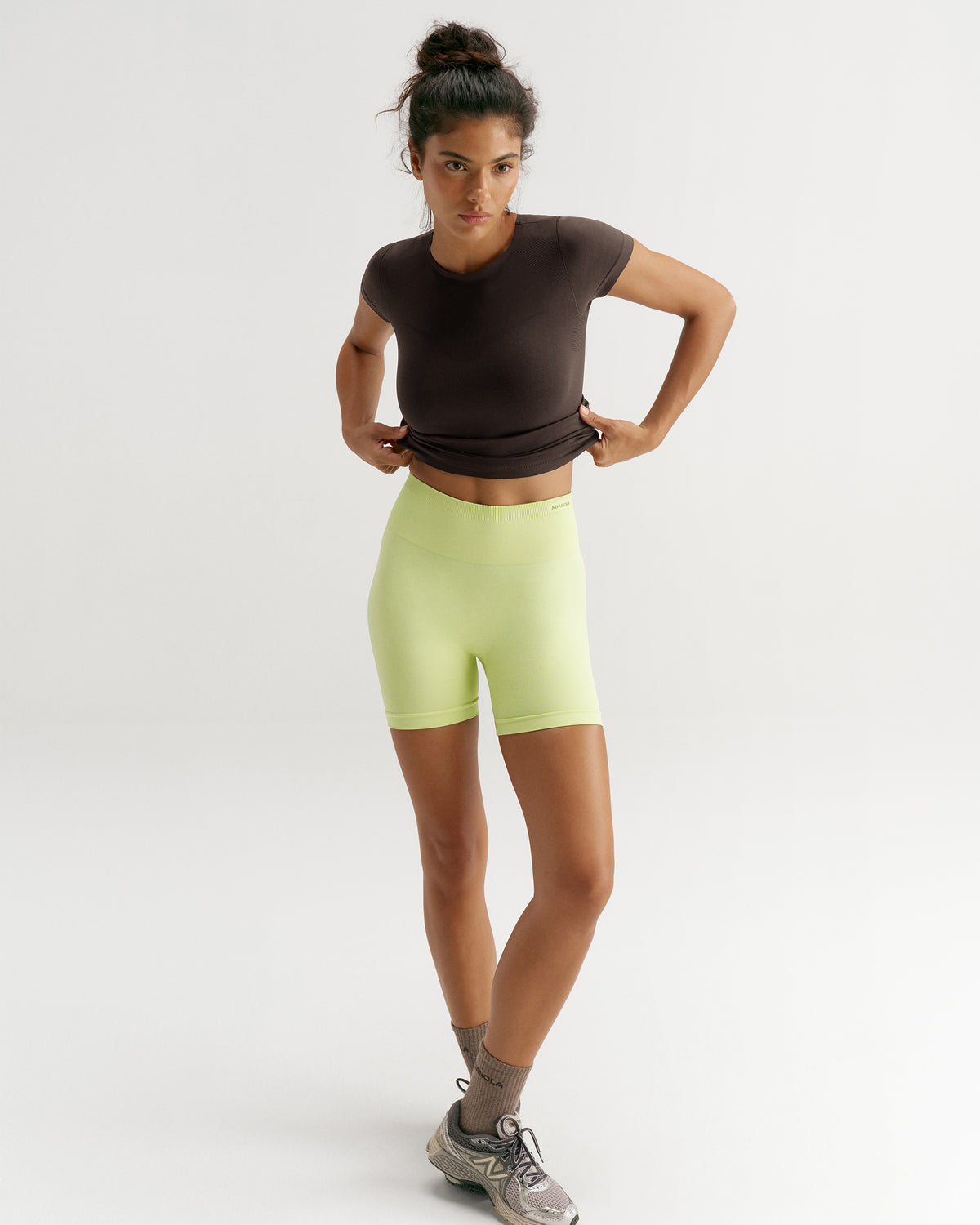 Classic Seamless Crop Shorts - Washed Lime Green