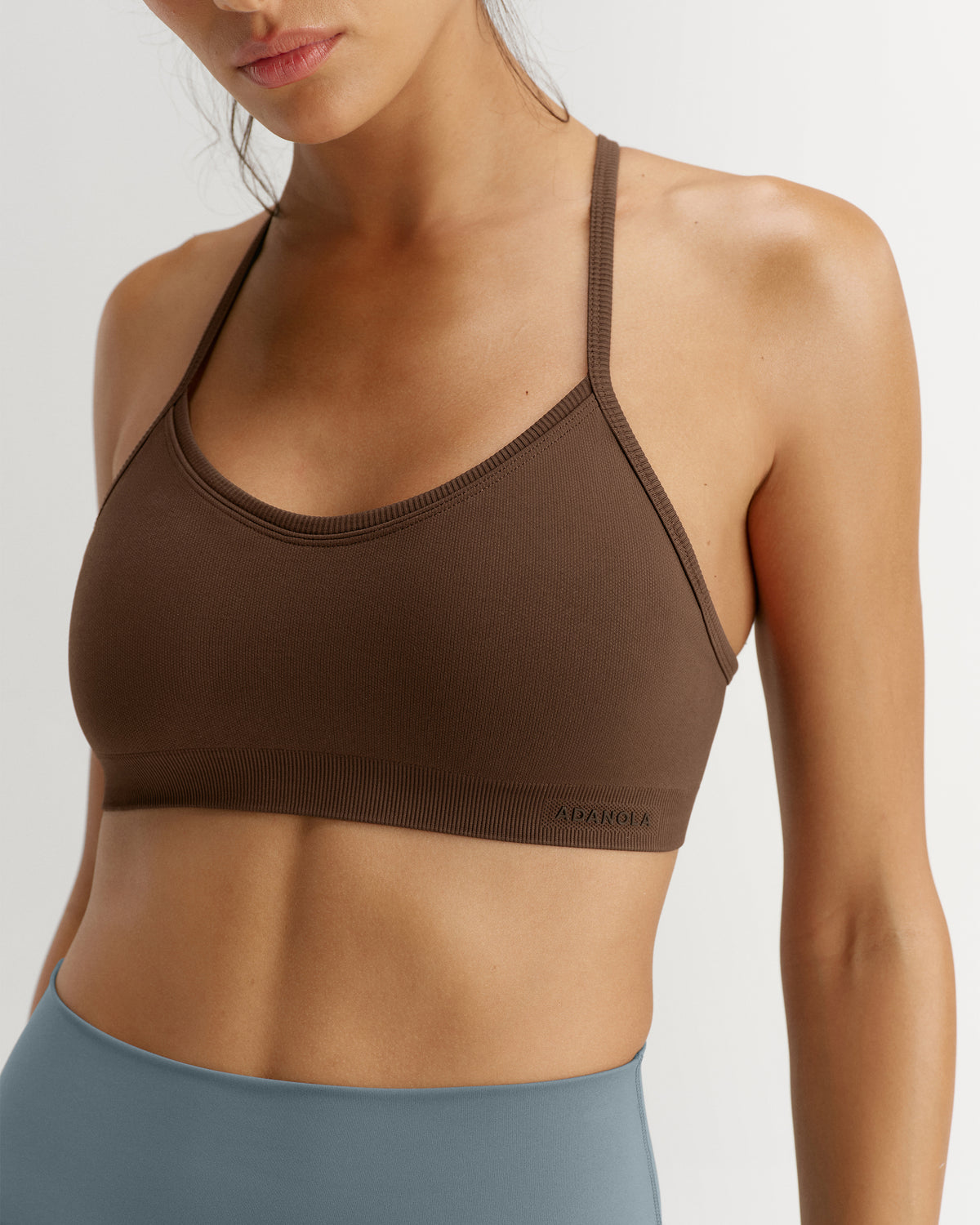 Classic Seamless Cross Back Bra - Chocolate Brown