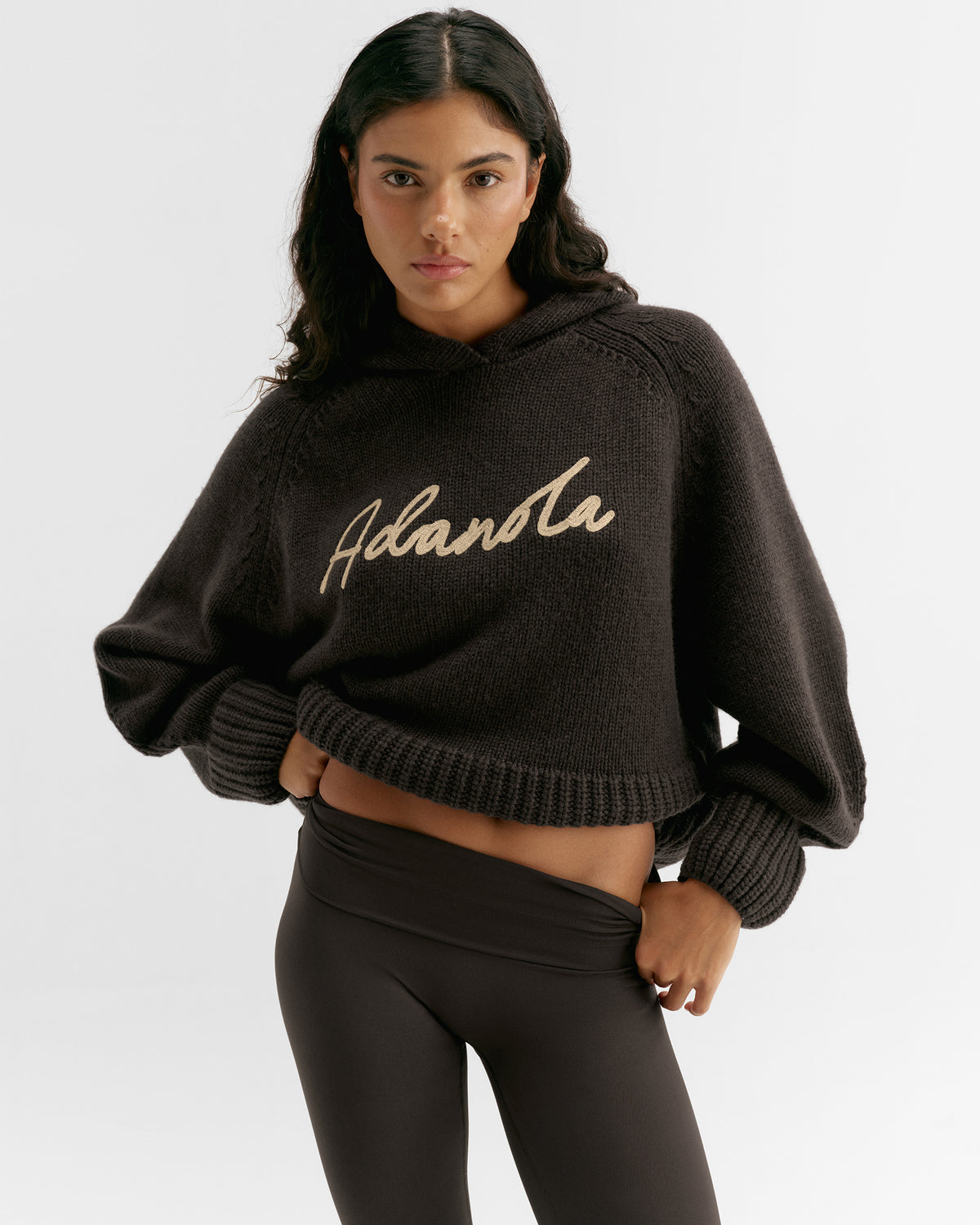 Chunky Knit Hoodie - Coffee Bean
