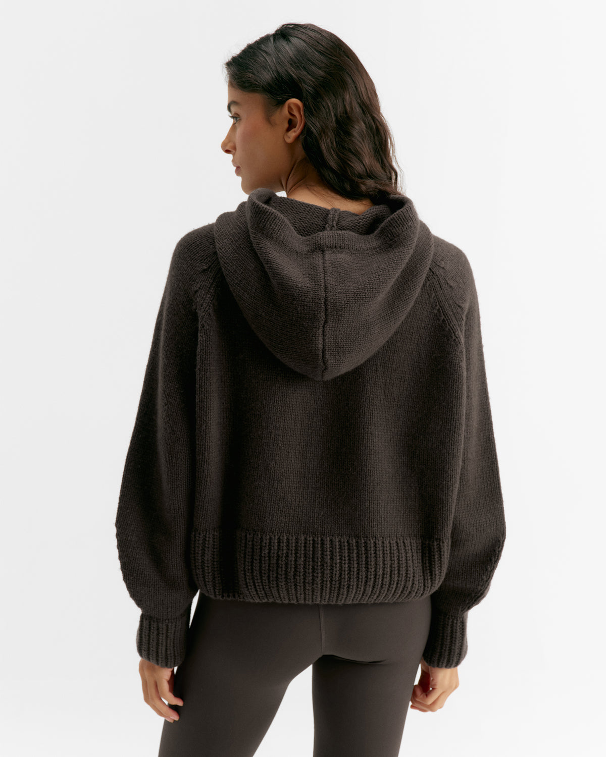 Chunky Knit Hoodie - Coffee Bean
