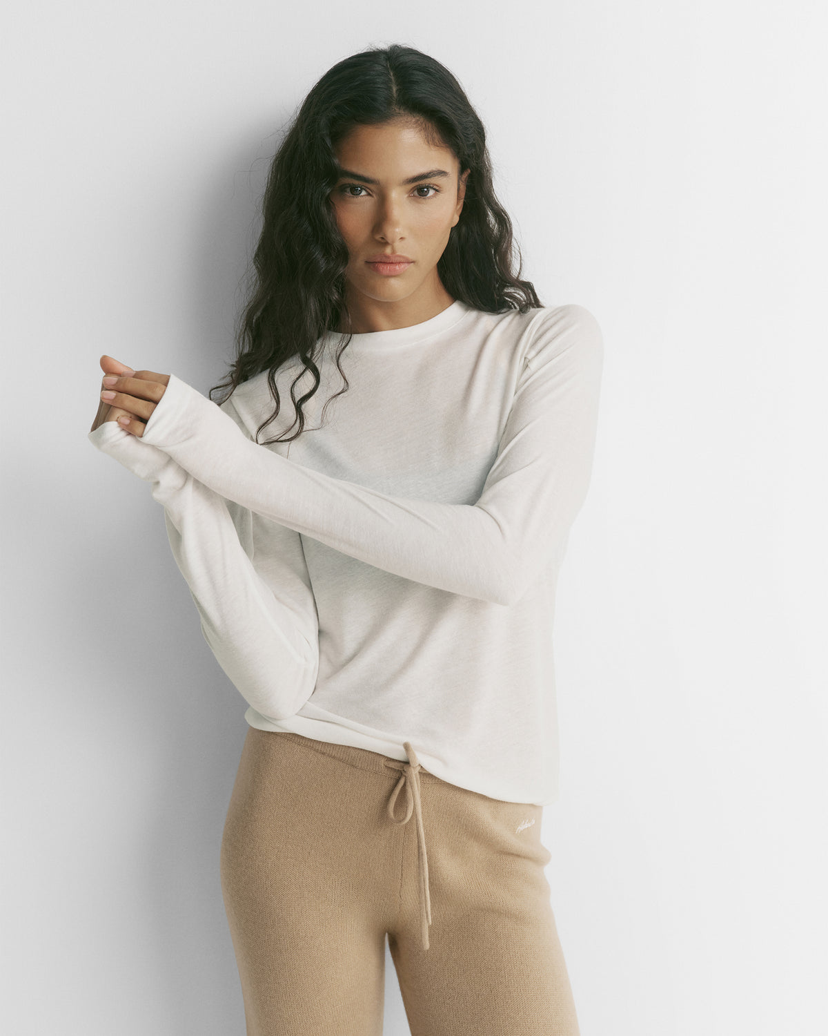 Sheer Long Sleeve Top - White