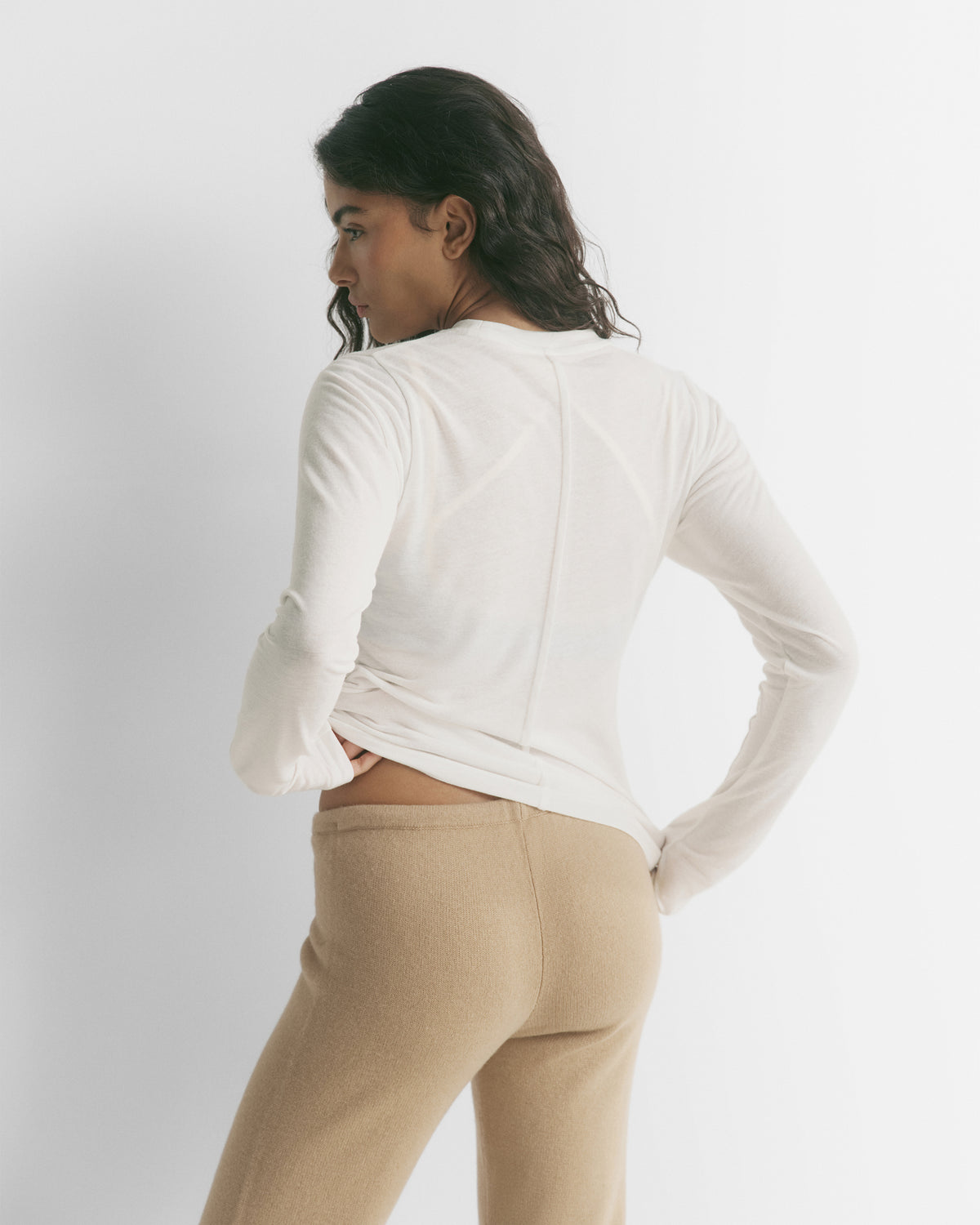 Sheer Long Sleeve Top - White