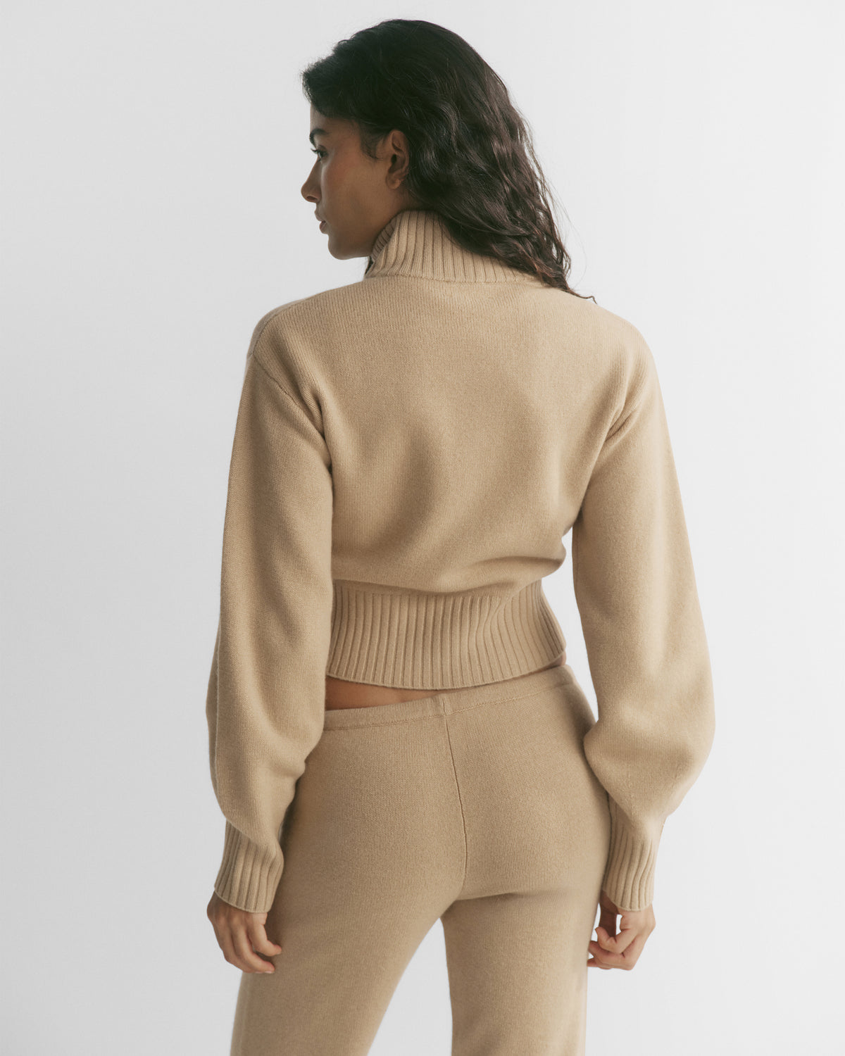 Knit Zip Through Sweatshirt - Warm Beige