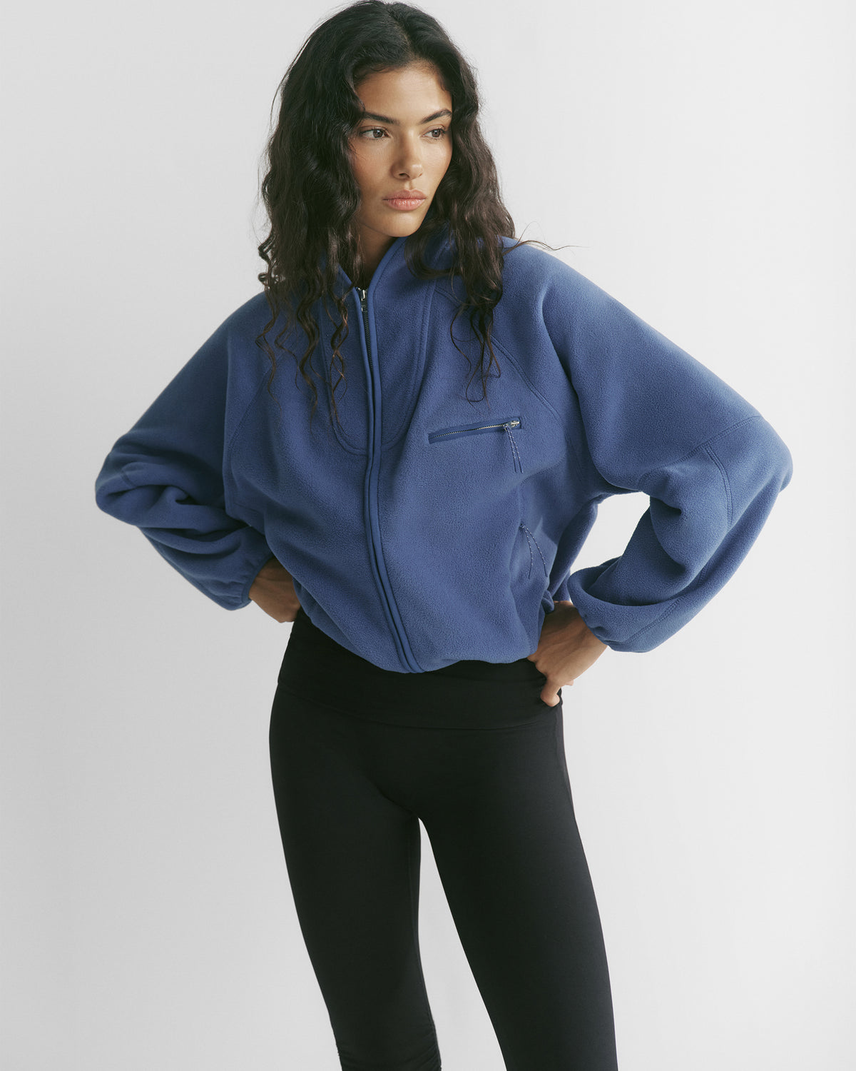 Funnel Neck Polar Fleece - Denim Blue