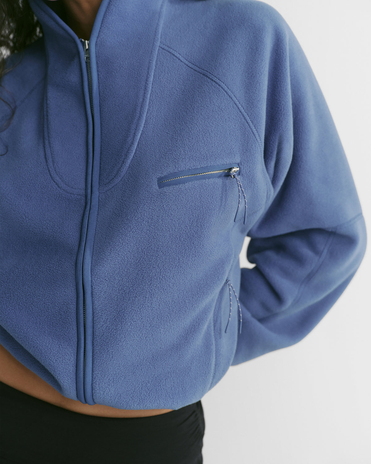 Funnel Neck Polar Fleece - Denim Blue