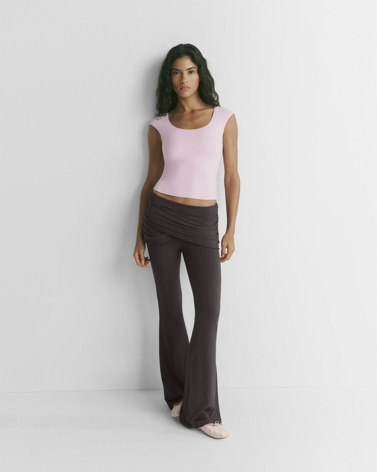 Scoop Back Short Sleeve Top - Chalk Lilac