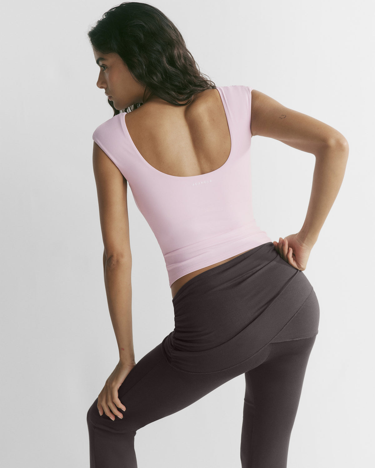 Scoop Back Short Sleeve Top - Chalk Lilac