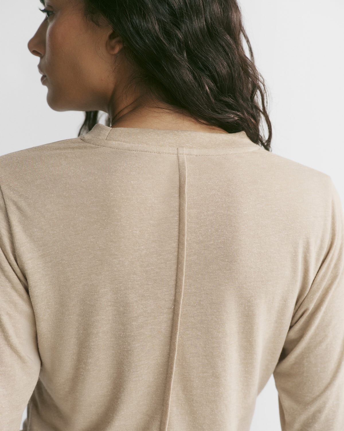Sheer Long Sleeve Top - Warm Beige