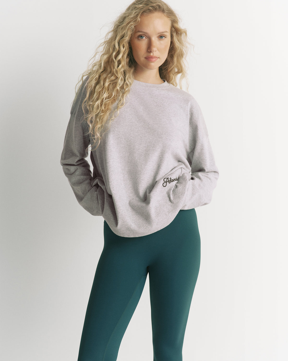Oversized Drop Shoulder Long Sleeve T-shirt - Heather Grey