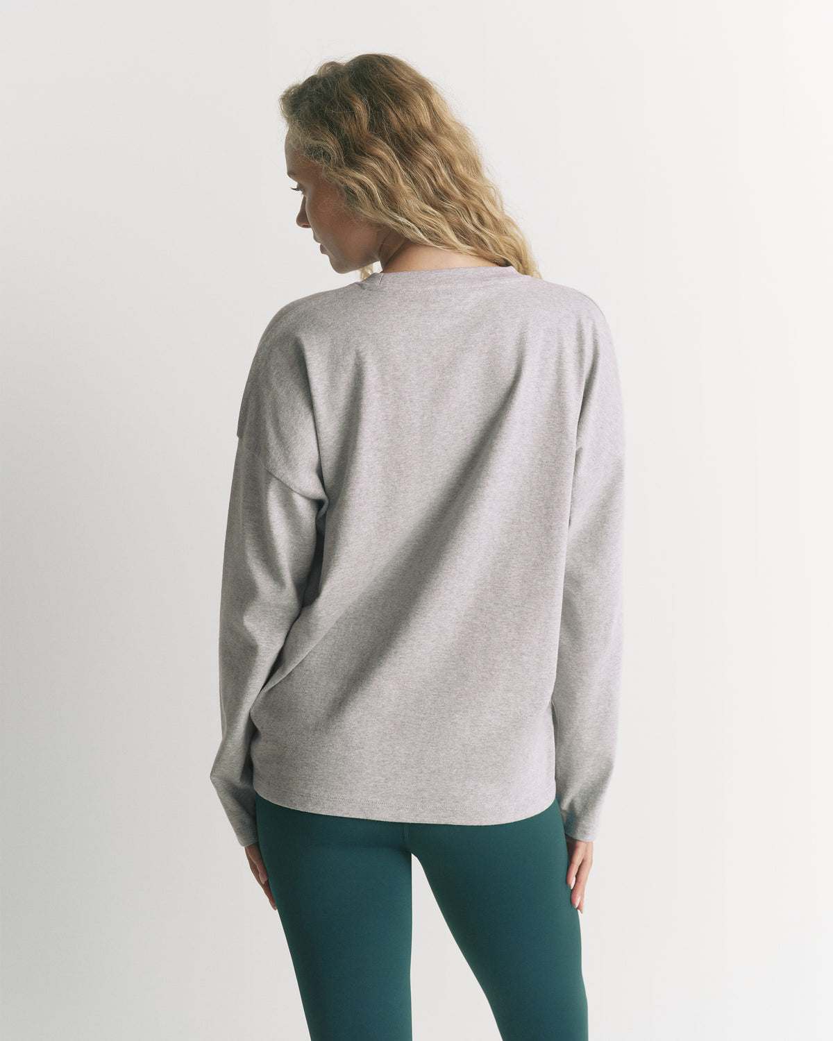 Oversized Drop Shoulder Long Sleeve T-shirt - Heather Grey