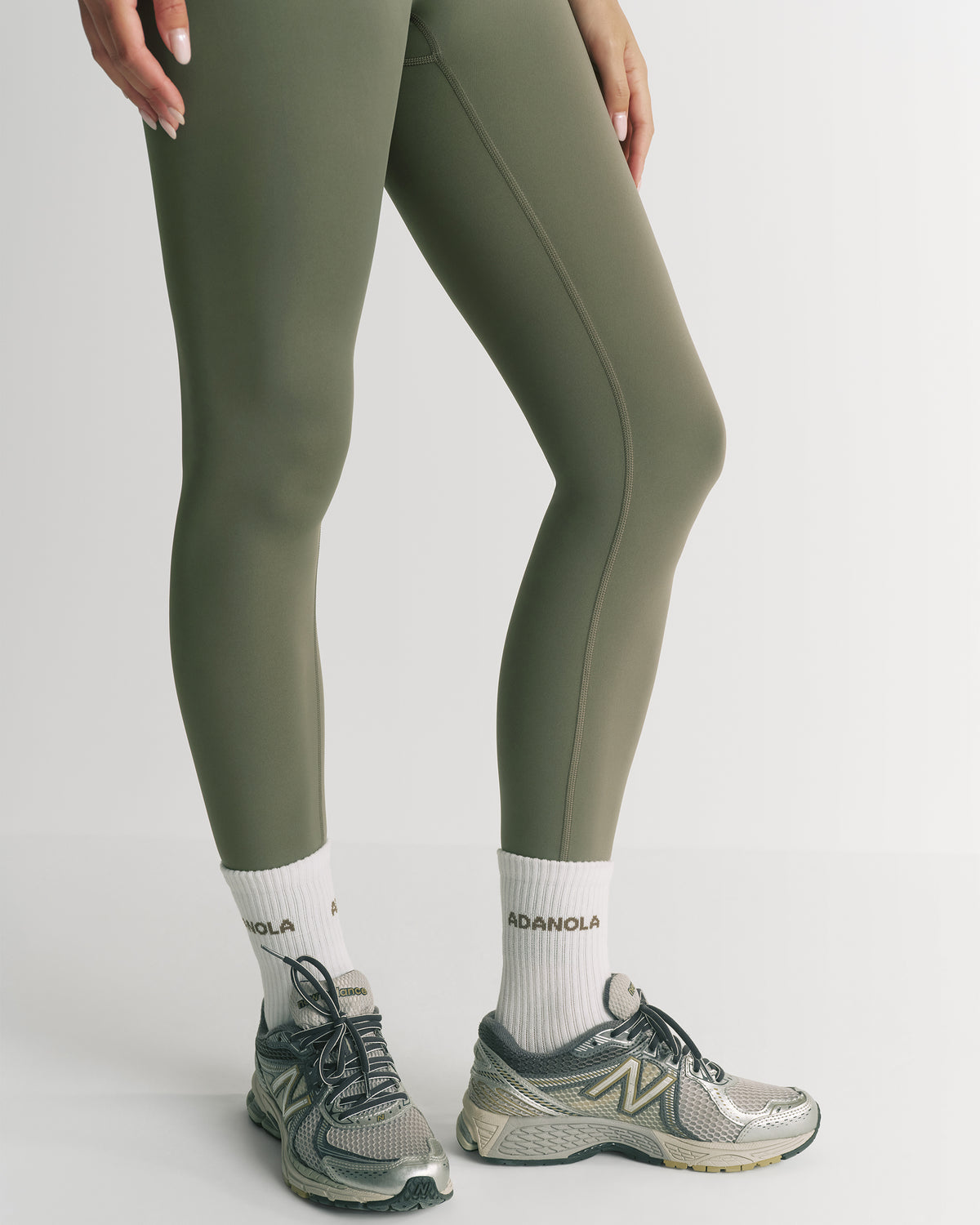 2 Pack Socks - Olive Green/White