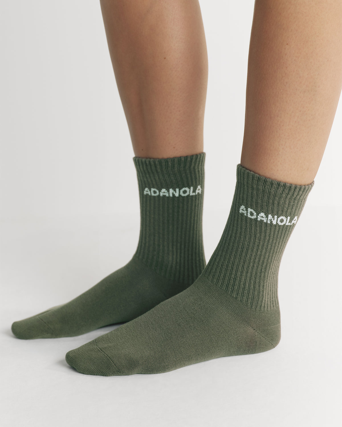 2 Pack Socks - Olive Green/White