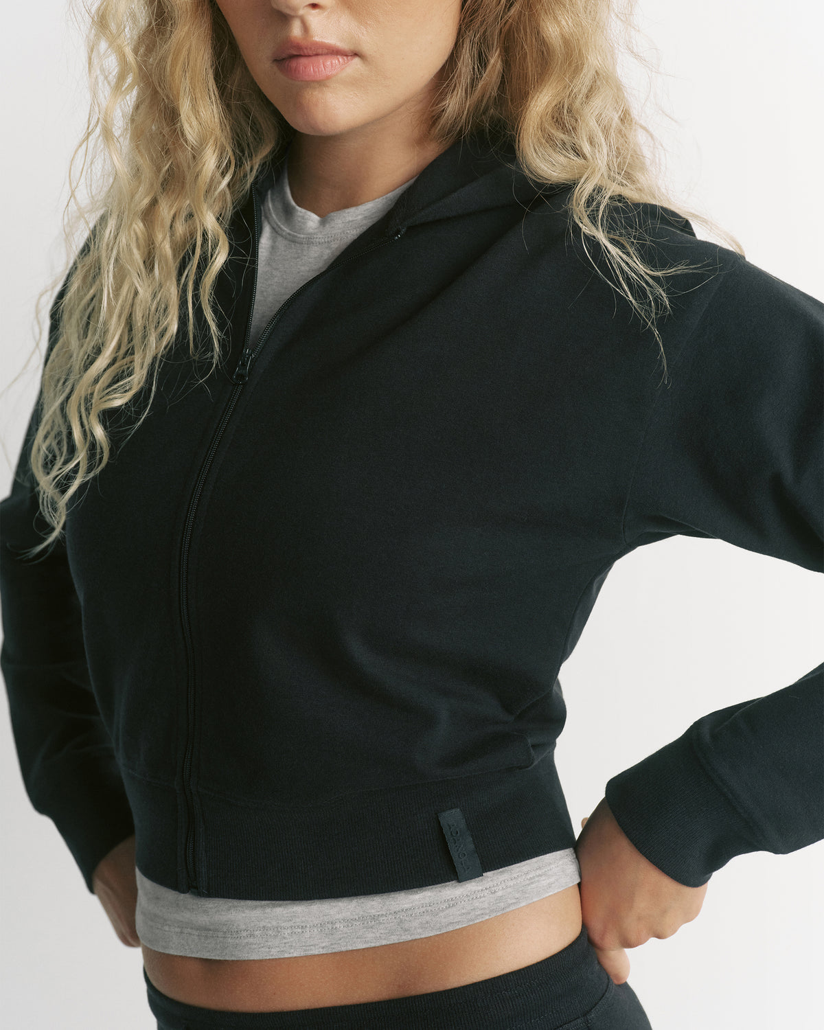 Modal Soft Zip Through Hoodie - Black