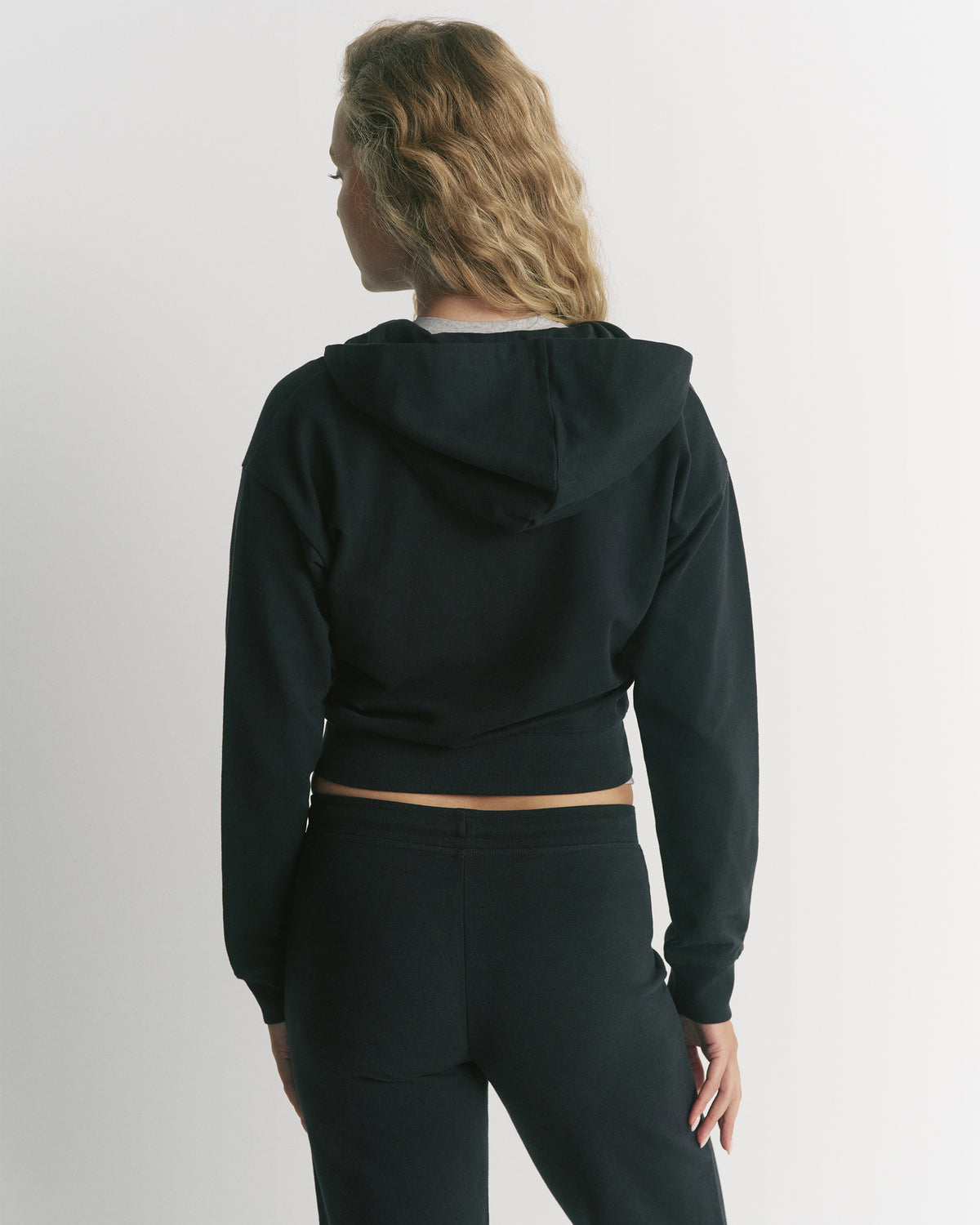 Modal Soft Zip Through Hoodie - Black