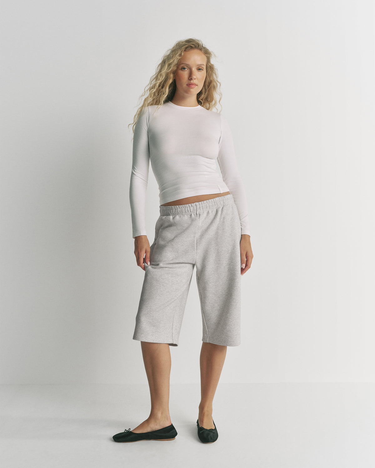 Bermuda Sweat Shorts - Light Grey Melange